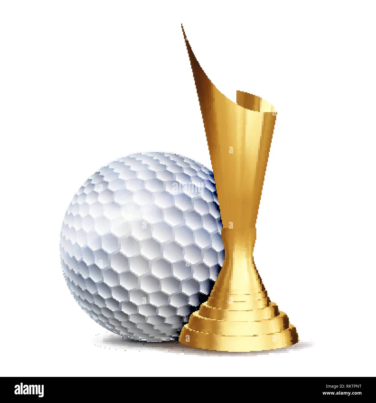 Jeu de golf Award vecteur. Balle de Golf, coupe d'or. Tournoi moderne.  L'élément de conception pour la promotion du sport. Balle de Golf. Ligue  Compétition de Golf Flyer. La mise en page