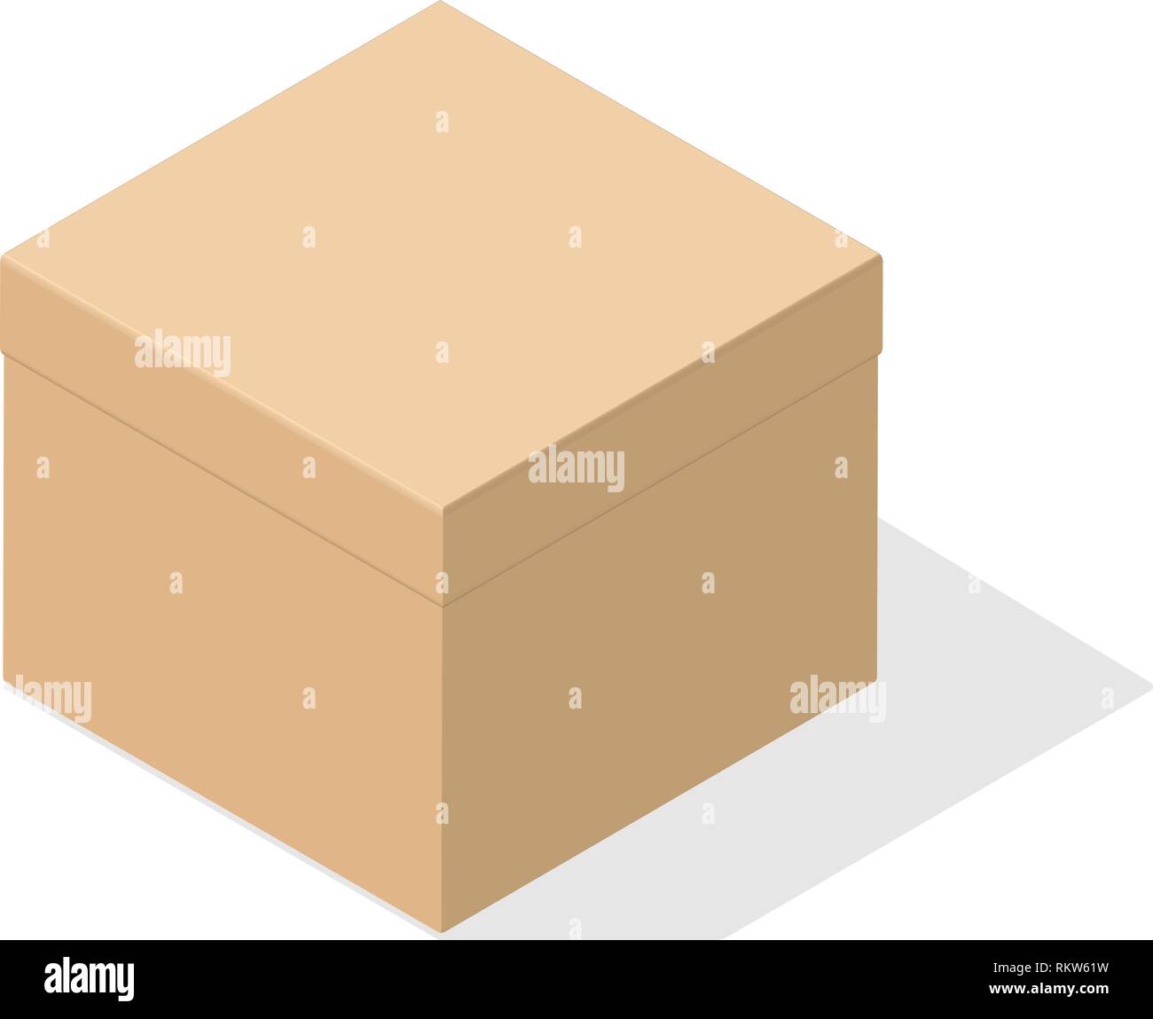 Une miniature de 3D dans la version avec un couvercle fermé de carton brun clair. Objet sur un fond blanc avec télévision pour les icônes de l'ombre, annonces, bannières, f Illustration de Vecteur