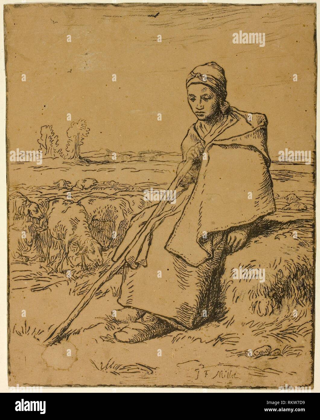 La Bergère 1863 Jean François Millet (Français, 18141875) imprimé