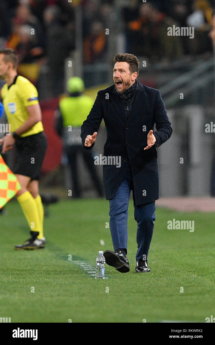 Rome, Italie. 12 février 2019. Foto Fabrizio 12 febbraio 2019 Yves Daoust ( Roma Italia) Sport Calcio Roma - Porto Ligue des Champions 2018-2019 - Stadio Olimpico di Roma Nella foto : Eusebio Di Francesco Photo Fabrizio amis 12er février 2019 Roma (Italie) Sport Soccer Roma - Porto Ligue des Champions 2018-2019 - Stade Olympique de Roms dans le pic : Eusebio Di Francesco Crédit : Fabrizio Amis/Alamy Live News Banque D'Images