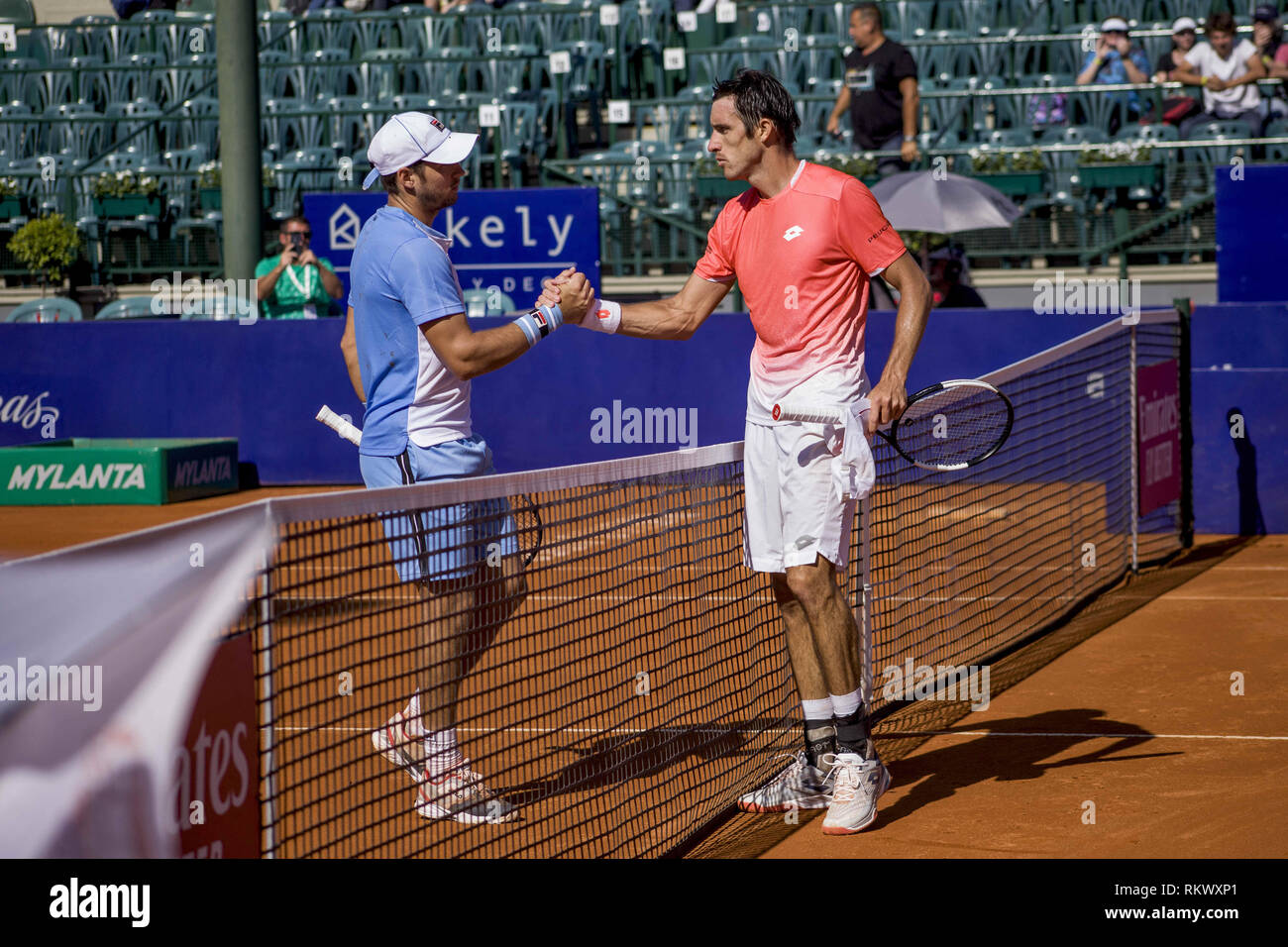 Buenos Aires, capitale fédérale, l'Argentine. 12 Février, 2019. L'Argentin Leo Mayer a remporté ce mardi, à cour centrale, Dusan Lajovic de Serbie remportant le premier set 6-3 et la seconde en 7 tie break (7) -6 (3) dans l'ATP 250 de l'Argentine ouvrir en 2019. Credit : Roberto Almeida Aveledo/ZUMA/Alamy Fil Live News Banque D'Images