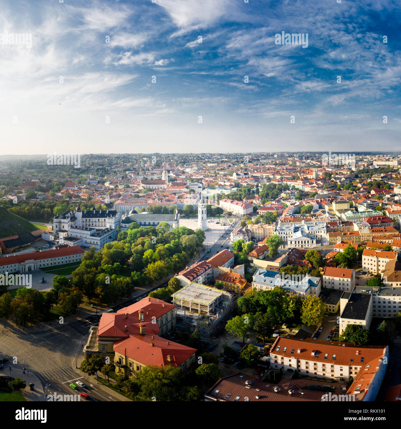 Vue aérienne de la vieille ville de Vilnius et place de la Cathédrale Banque D'Images