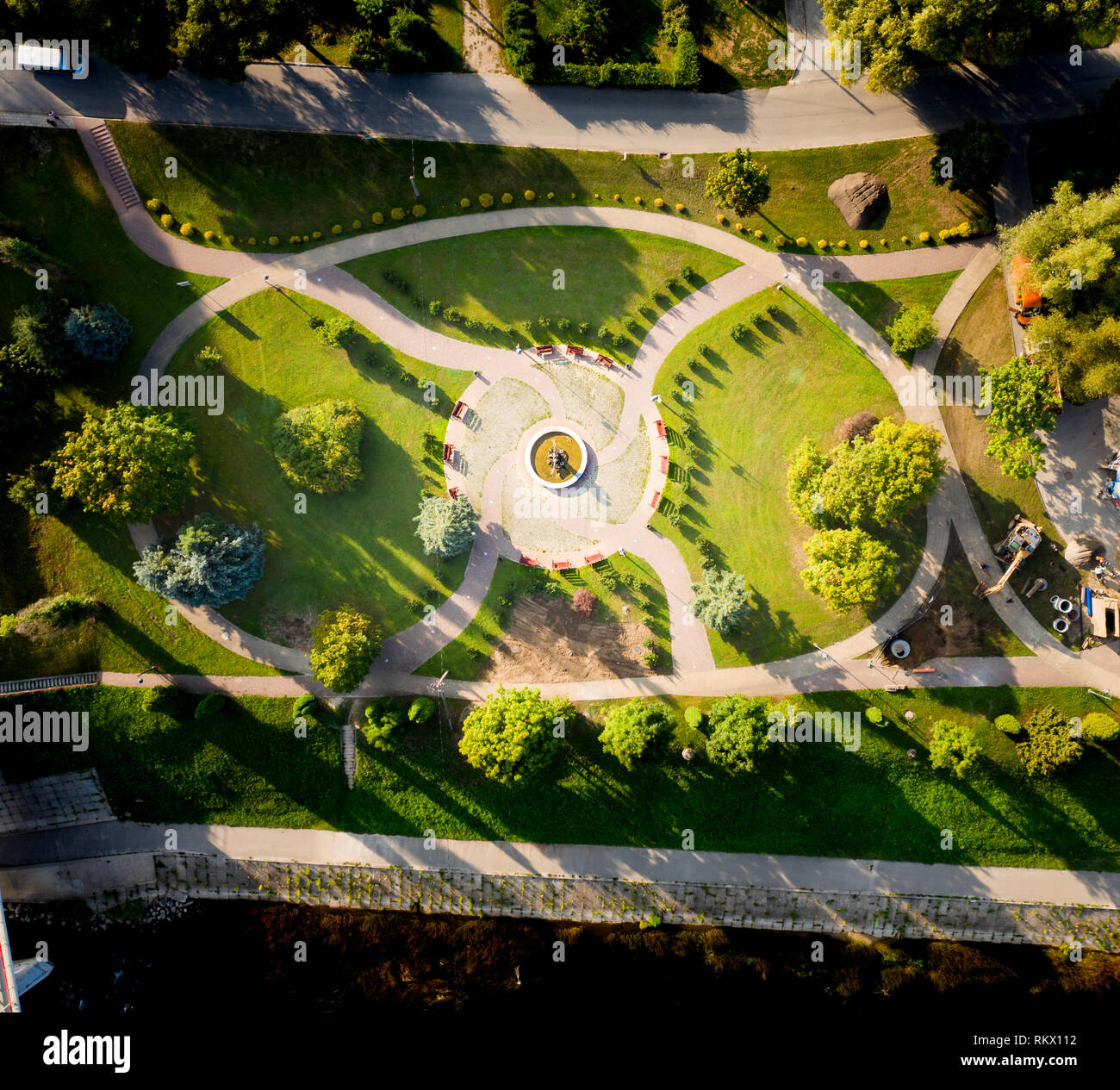 Magnifique parc à Taurage, Ville de la Lituanie, de haut en bas Vue aérienne Banque D'Images