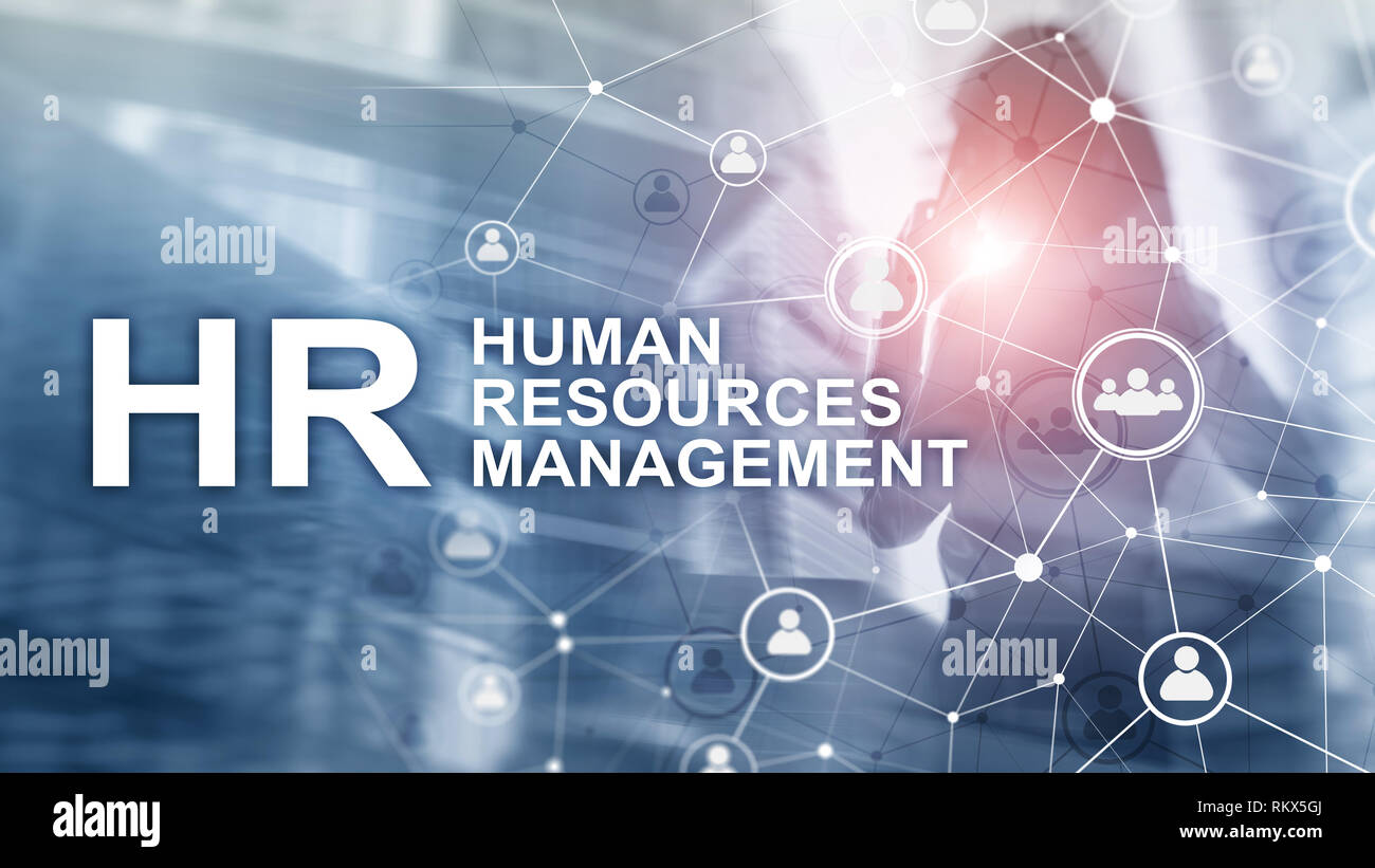 La gestion des ressources humaines, RH, Team Building et de recrutement concept sur fond flou. Banque D'Images