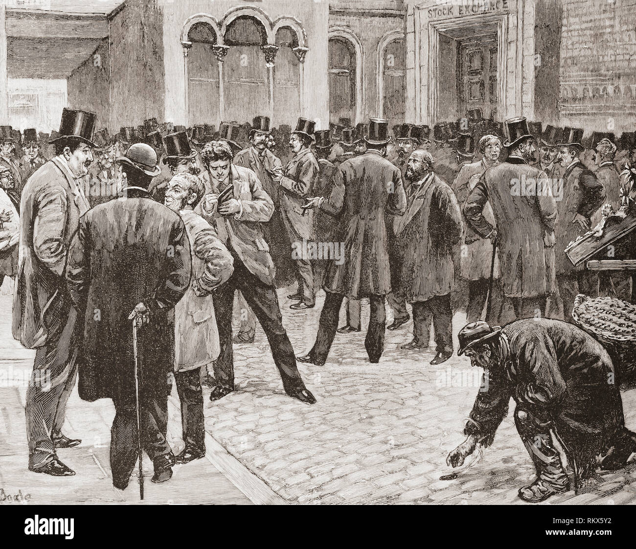 Le marché américain à la Bourse de Londres, Londres, Angleterre, vu ici au 19e siècle. De la Ilustracion Espanola y Americana, publié en 1892. Banque D'Images