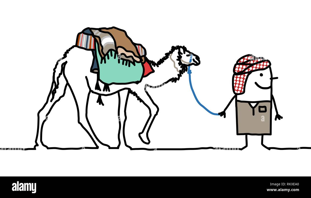 Homme Touareg dessin animé avec Camel Illustration de Vecteur