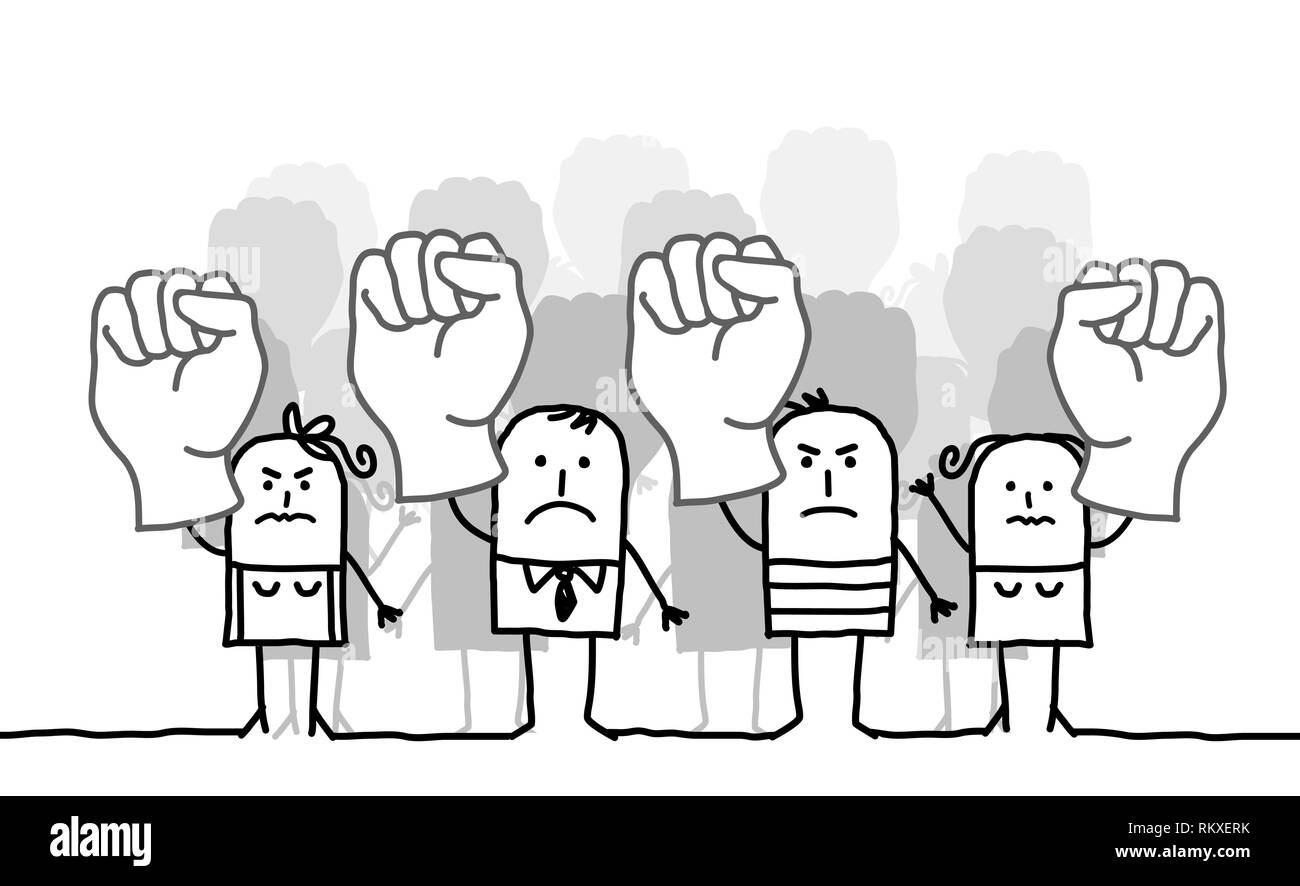 Groupe de personnes qui protestaient Cartoon Illustration de Vecteur