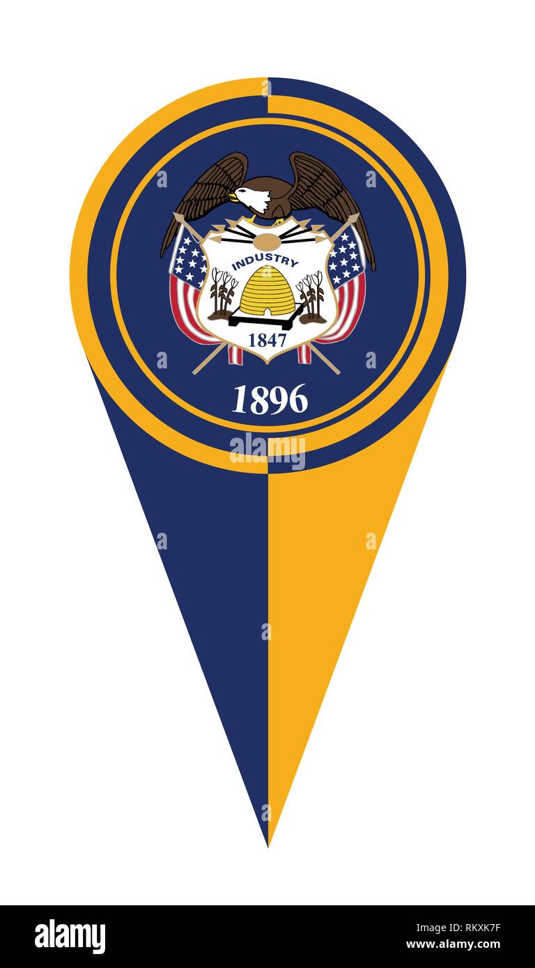 L'Utah State pointeur de carte emplacement de l'icône marqueur drapeau pin Illustration de Vecteur