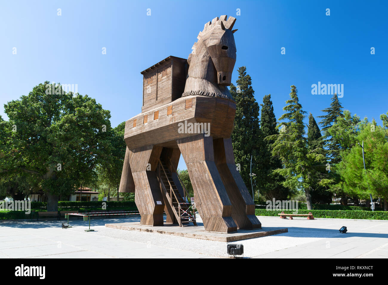 TROY, Canakkale, TURQUIE - 25 août 2017 : Cheval de Troie dans la ville antique de Troie, la Turquie. Banque D'Images
