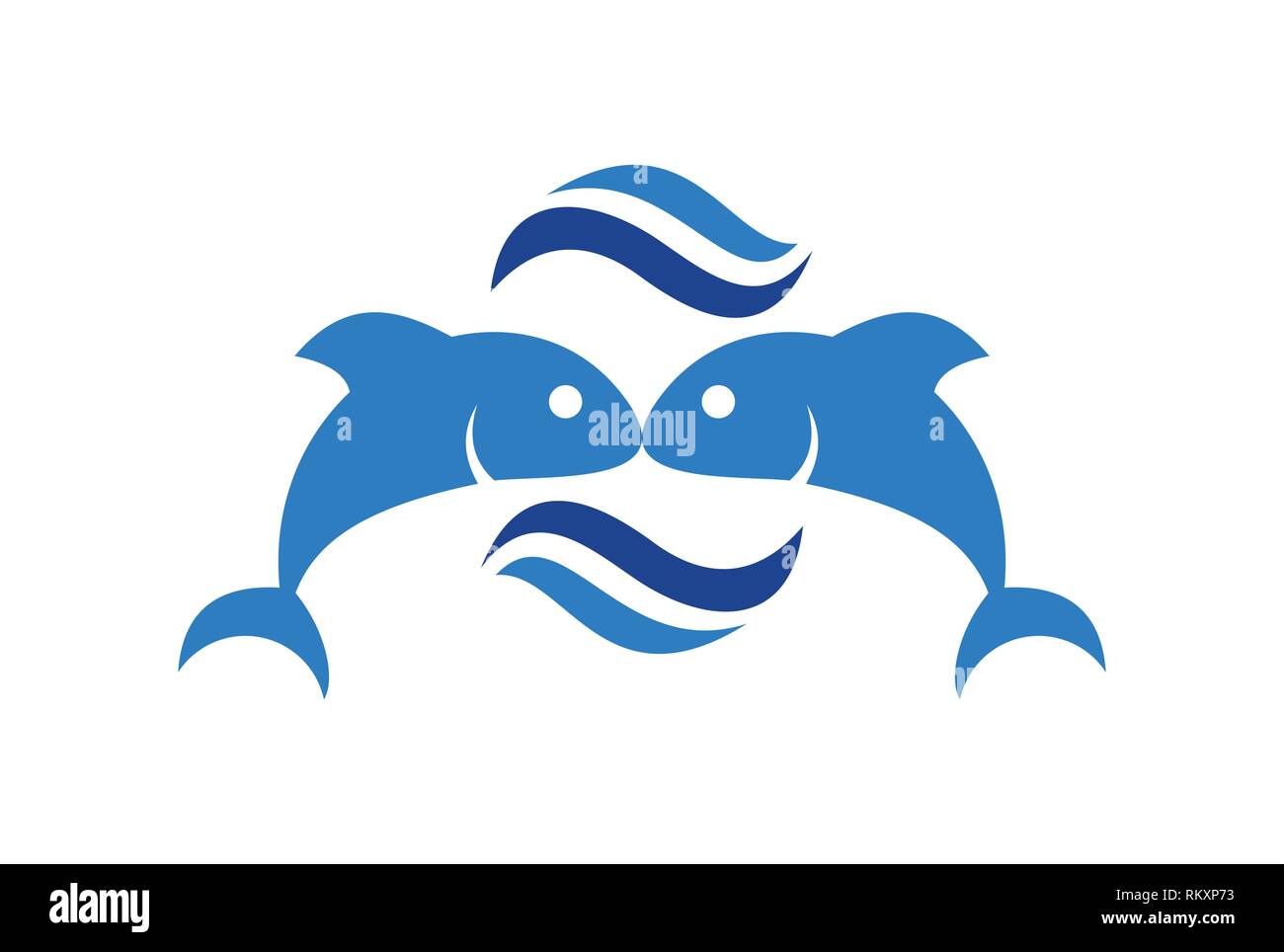 double logo de poisson vecteur d'icône Illustration de Vecteur