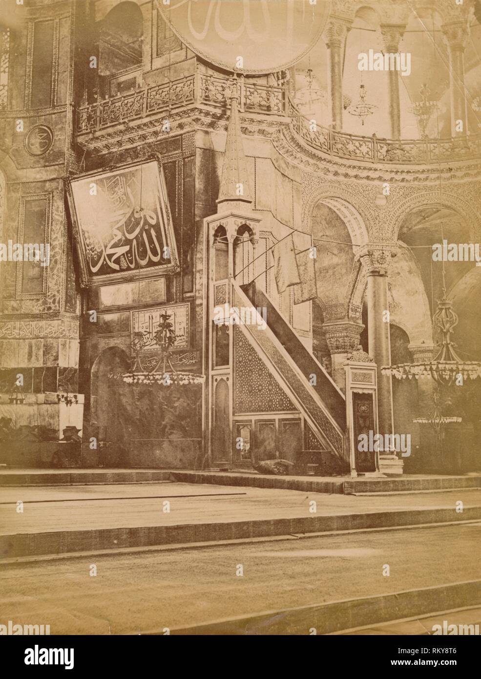 L'intérieur de Sainte-sophie, Istanbul, Turquie, 19e siècle. Créateur : Inconnu. Banque D'Images