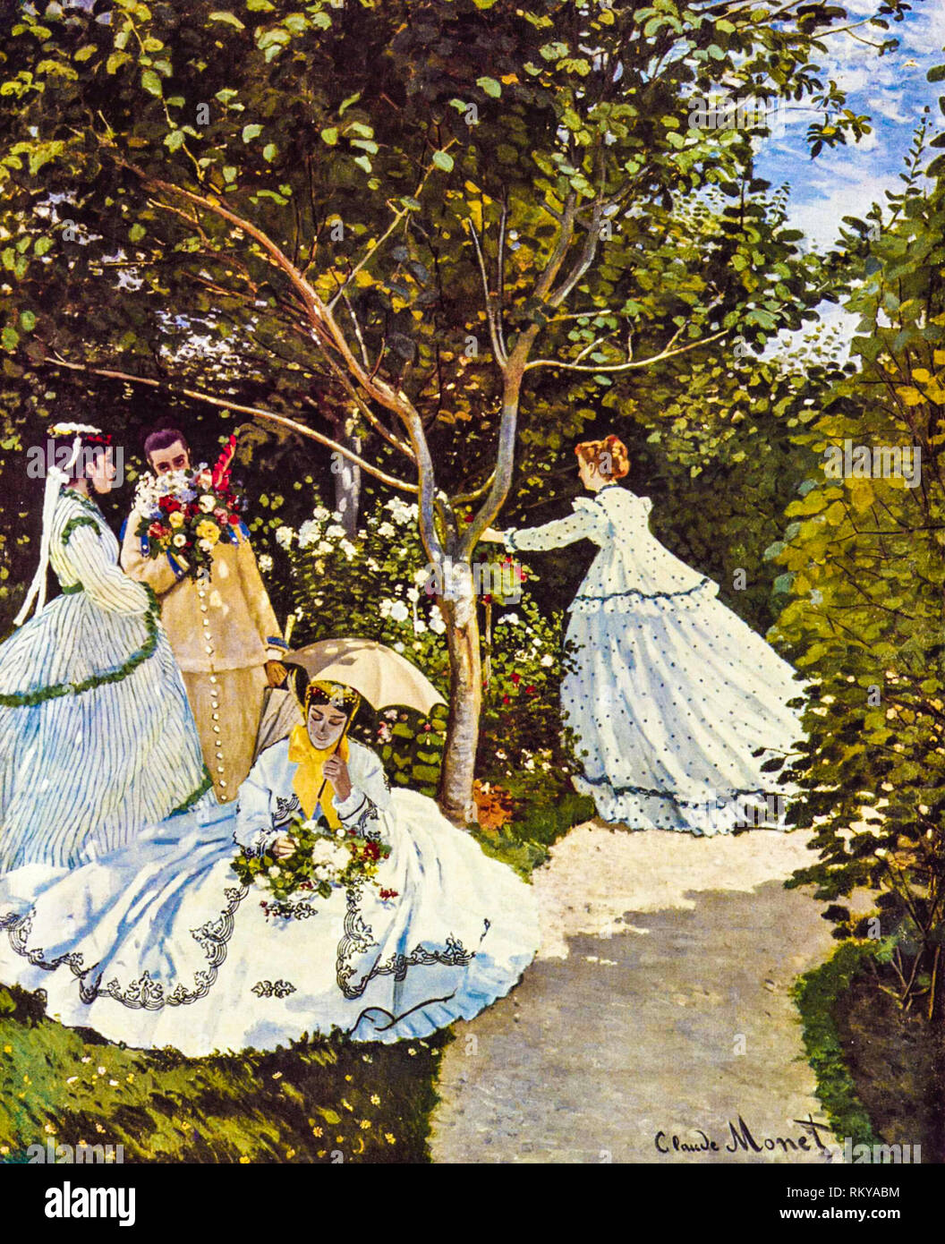 Femmes dans le jardin par Claude Monet, peinture impressionniste, 1866 Banque D'Images