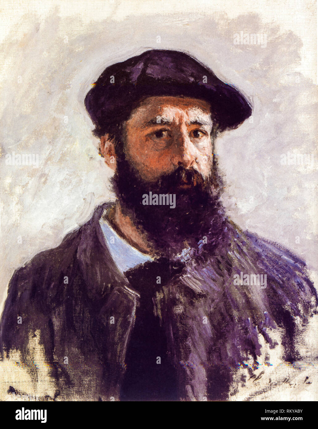 Claude Monet, (1840-1926), autoportrait en béret, peinture à l'huile sur toile, 1886 Banque D'Images