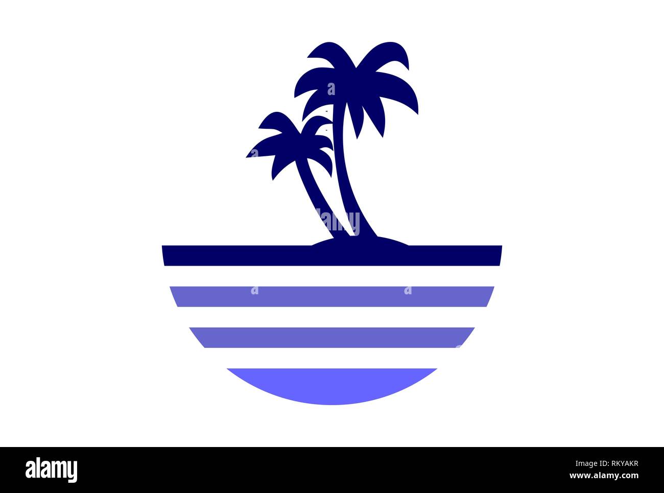 Plage de l'archipel de l'île résumé vecteur icône logo design plat concept Banque D'Images