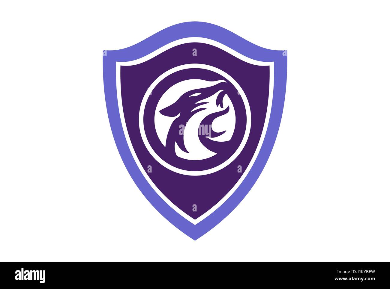Résumé L'icône bouclier jaguar logo vector concept design plat Banque D'Images