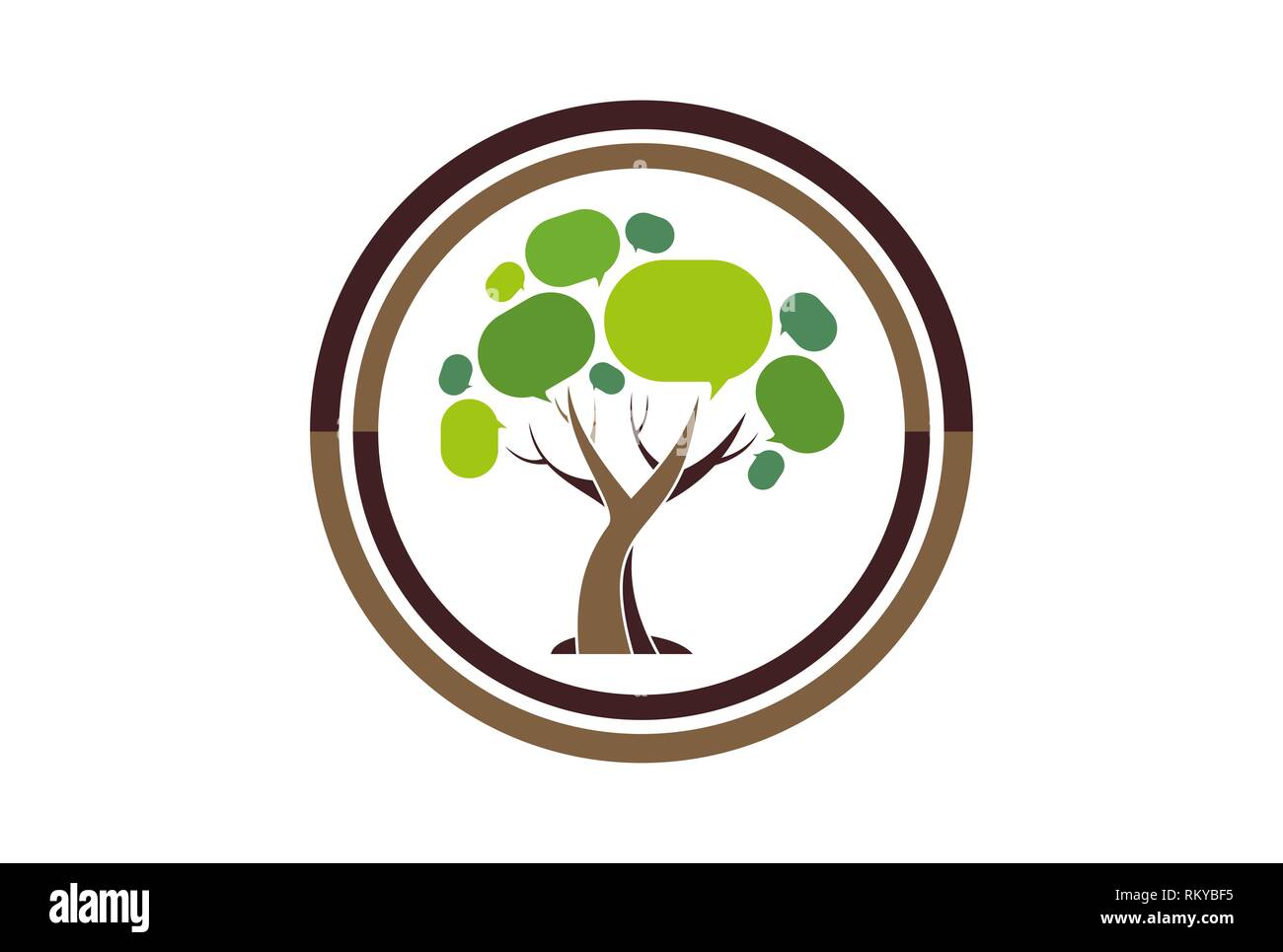 Arbre généalogique social résumé vecteur icône logo design plat concept Banque D'Images