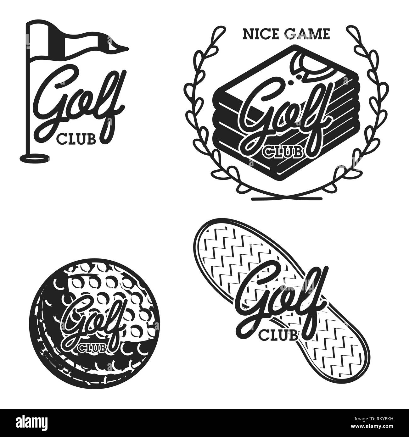 Vintage golf club emblèmes. Championnat de golf, équipement de golf et l'équipement d'un insigne logo. Illustration vectorielle, EPS 10 Illustration de Vecteur