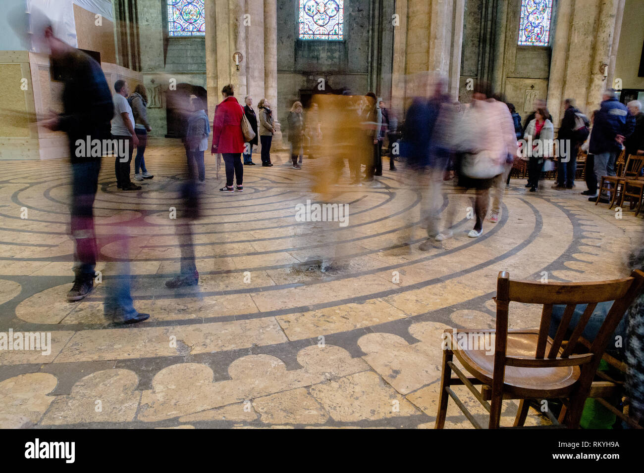 Labyrinthe de la cathédrale de Chartres Banque D'Images