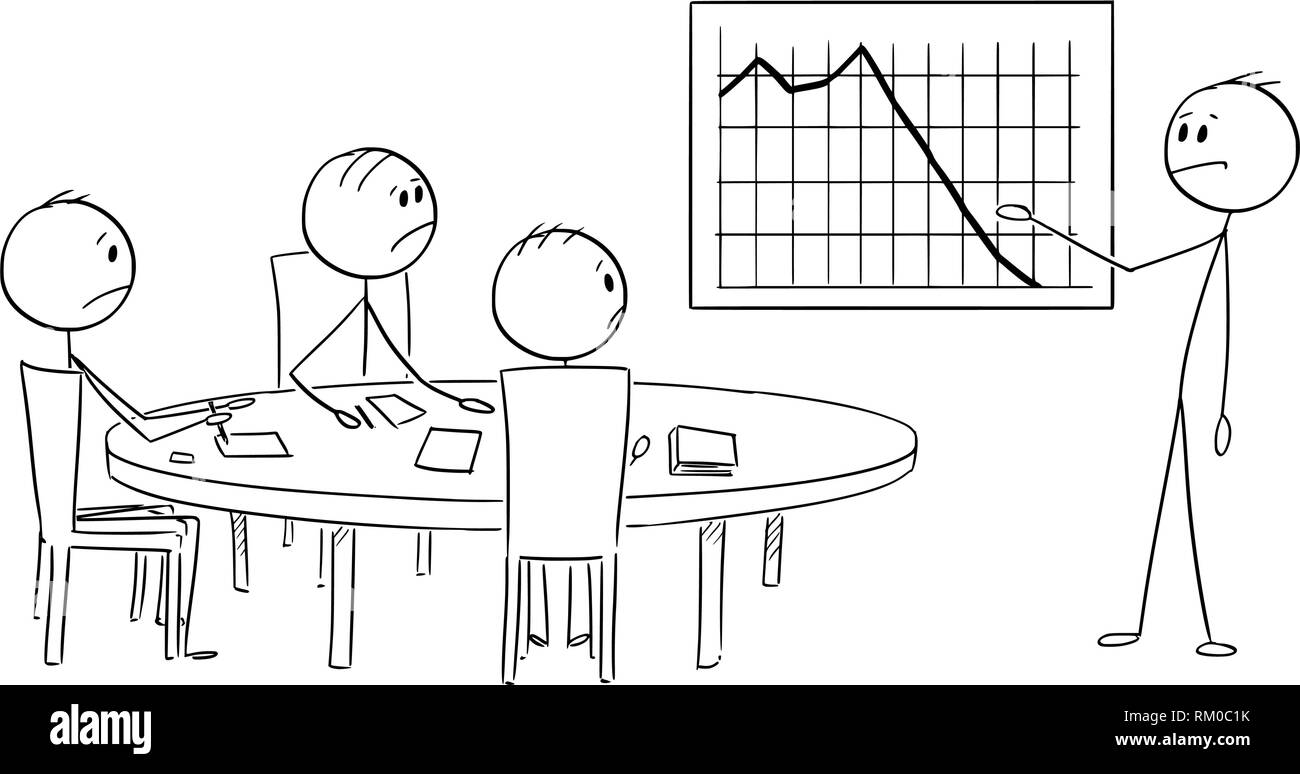 Caricature de Businessman Presenting mauvais résultats financiers d'affaires ou réunion de travail Illustration de Vecteur
