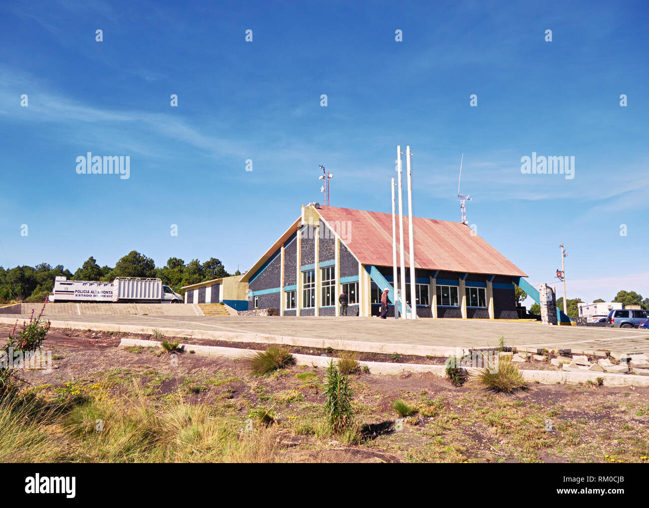 Chambre et de refuge à Paso de Cortes en Izta-Popo Zoquiapan et point de vue sur le parc national volcan Popocatepetl, Amecameca, au Mexique, en septembre 30, 2018 Banque D'Images