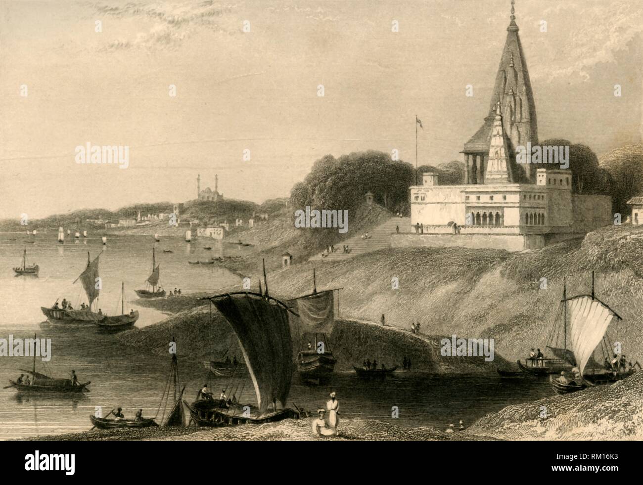 "La Pagode Bernar, Benares', 1835. Organisateur : William Daniell. Banque D'Images