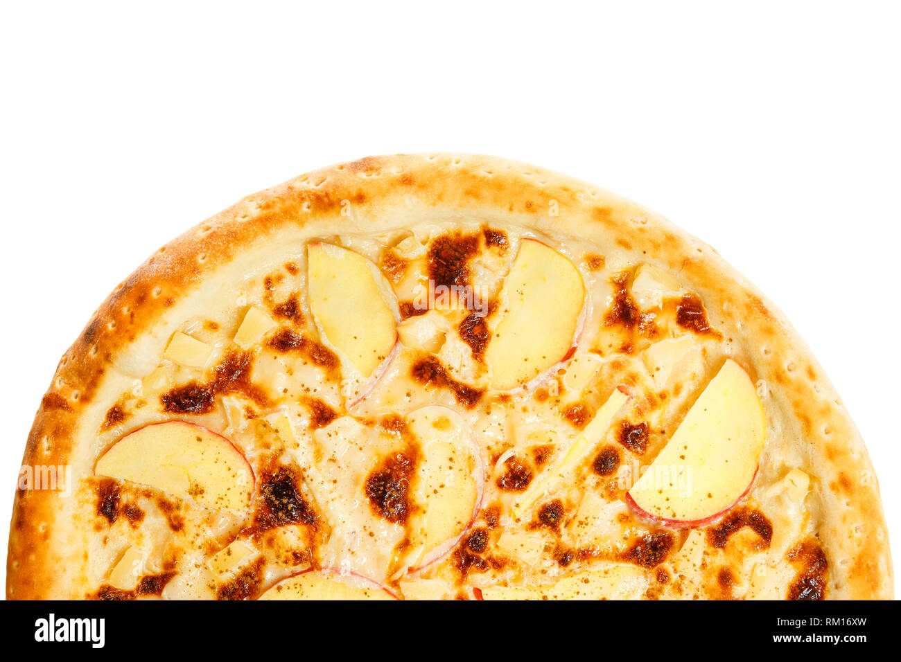Pizza aux fruits à l'ananas, les pommes et la cannelle. Banque D'Images