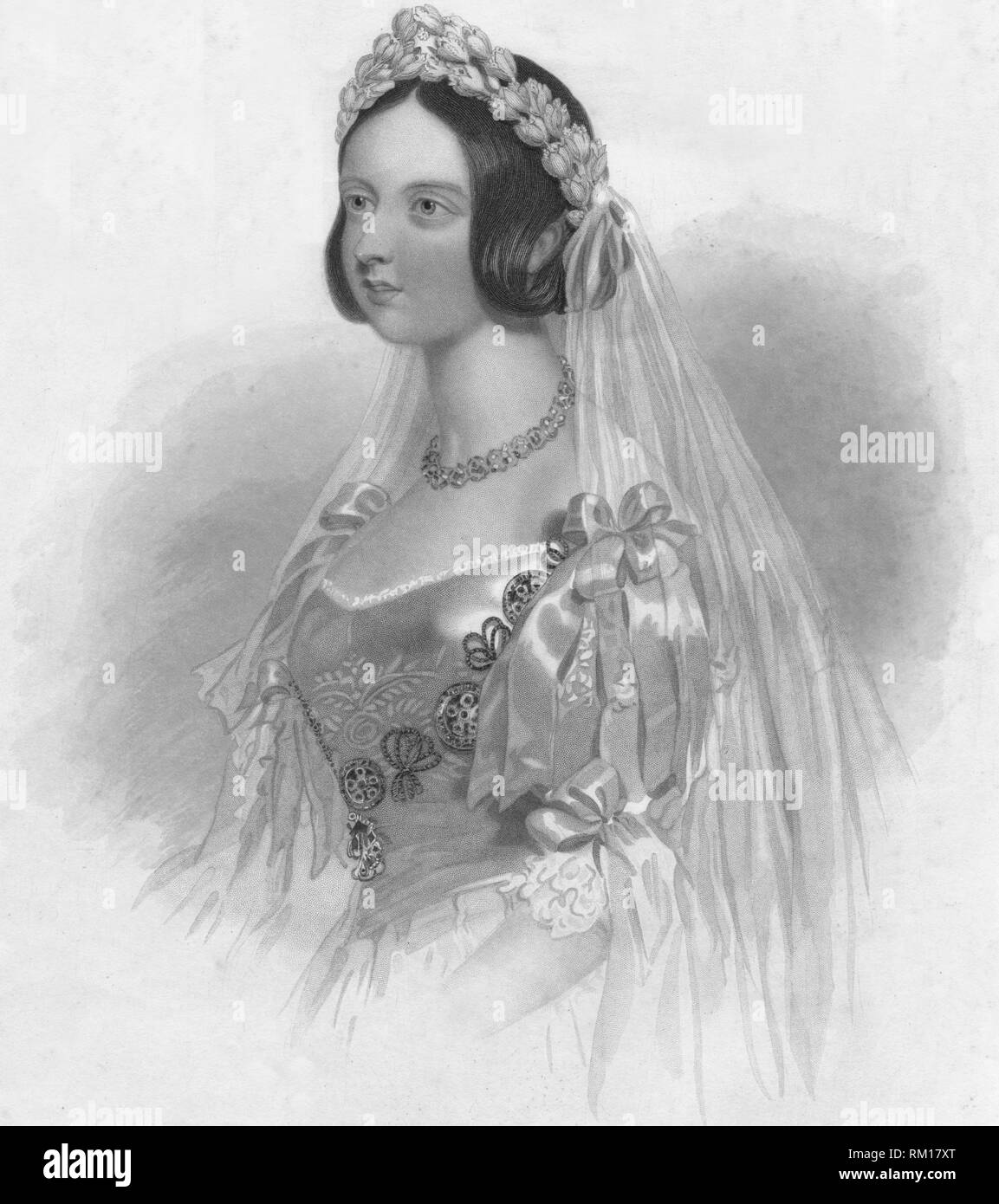 'La reine dans sa robe de mariée', 1840. Organisateur : William Henry Mote. Banque D'Images