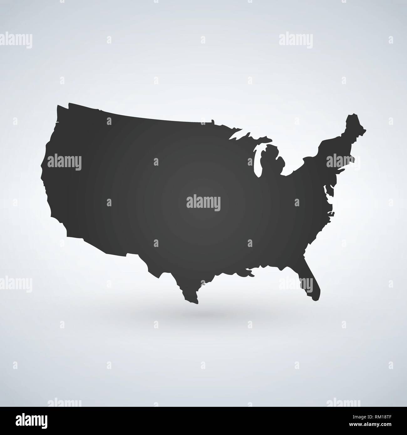 Nous logo ou icône avec USA lettres sur la carte, États-Unis d'Amérique. Vector illustration isolé sur fond moderne avec l'ombre. Illustration de Vecteur