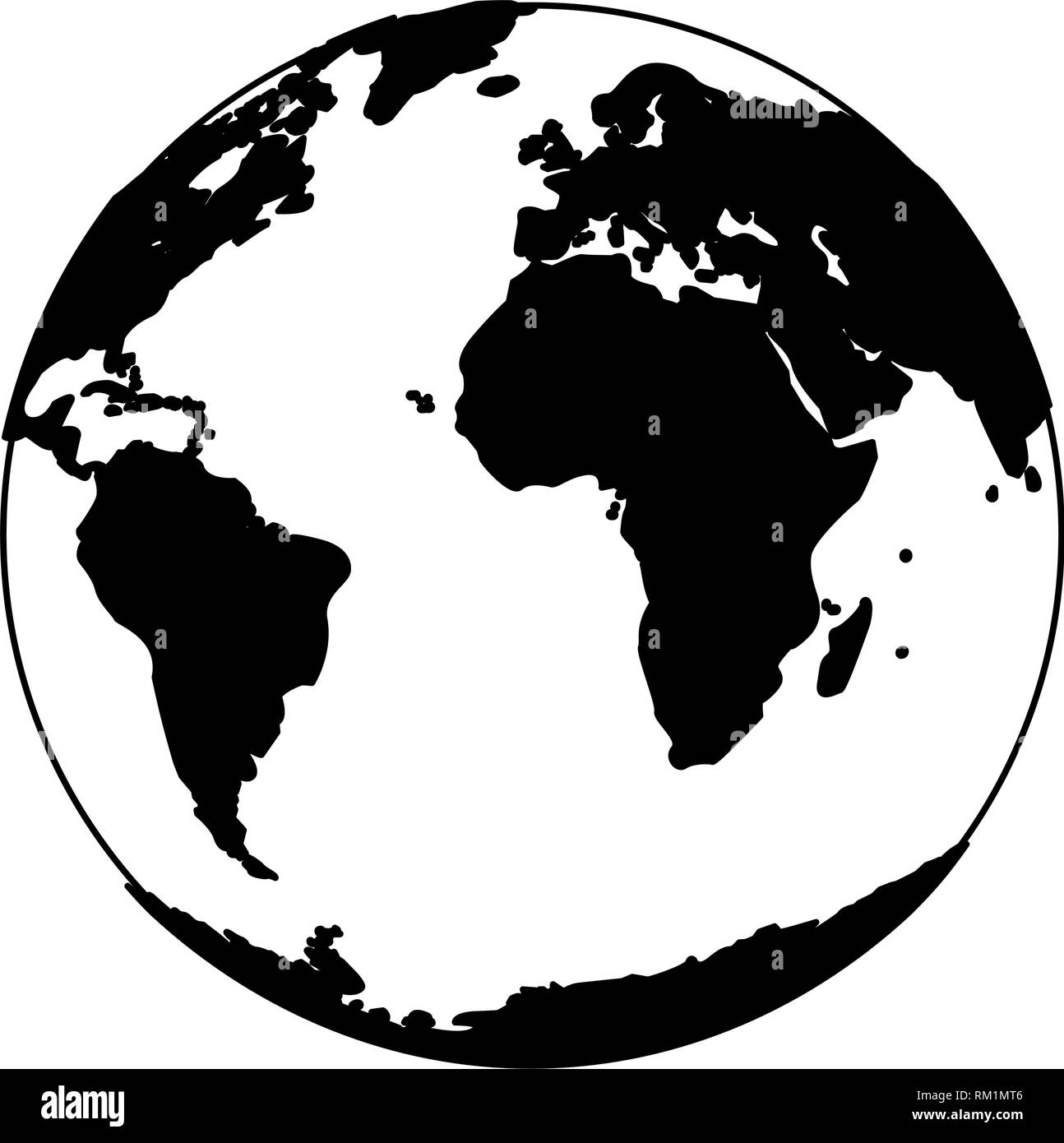 Earth Map Cartoon Banque D Images Noir Et Blanc Alamy