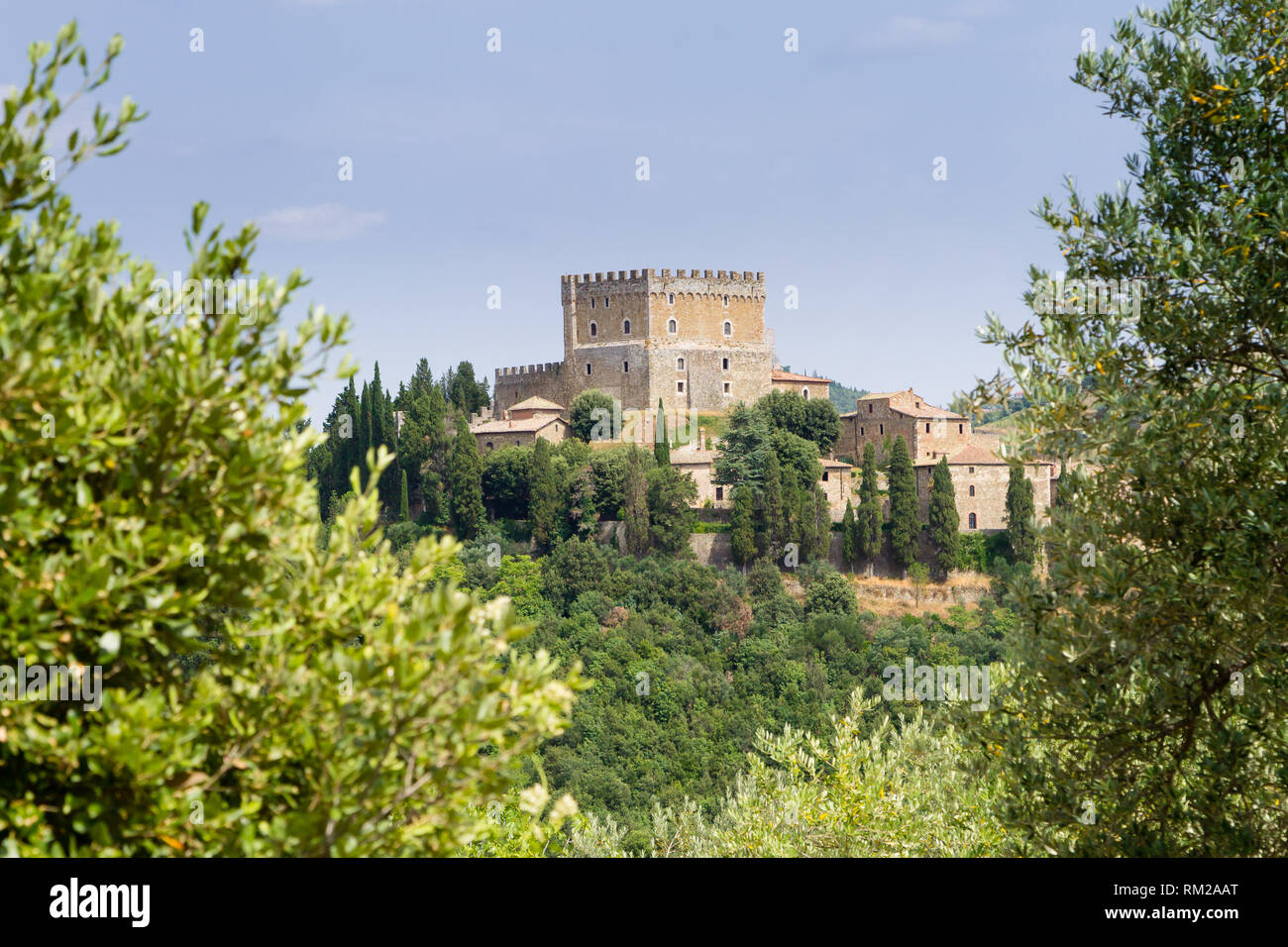 Ripa d'Orcia Toscane vue sur le château, monument, Italie. Paysage italien Banque D'Images