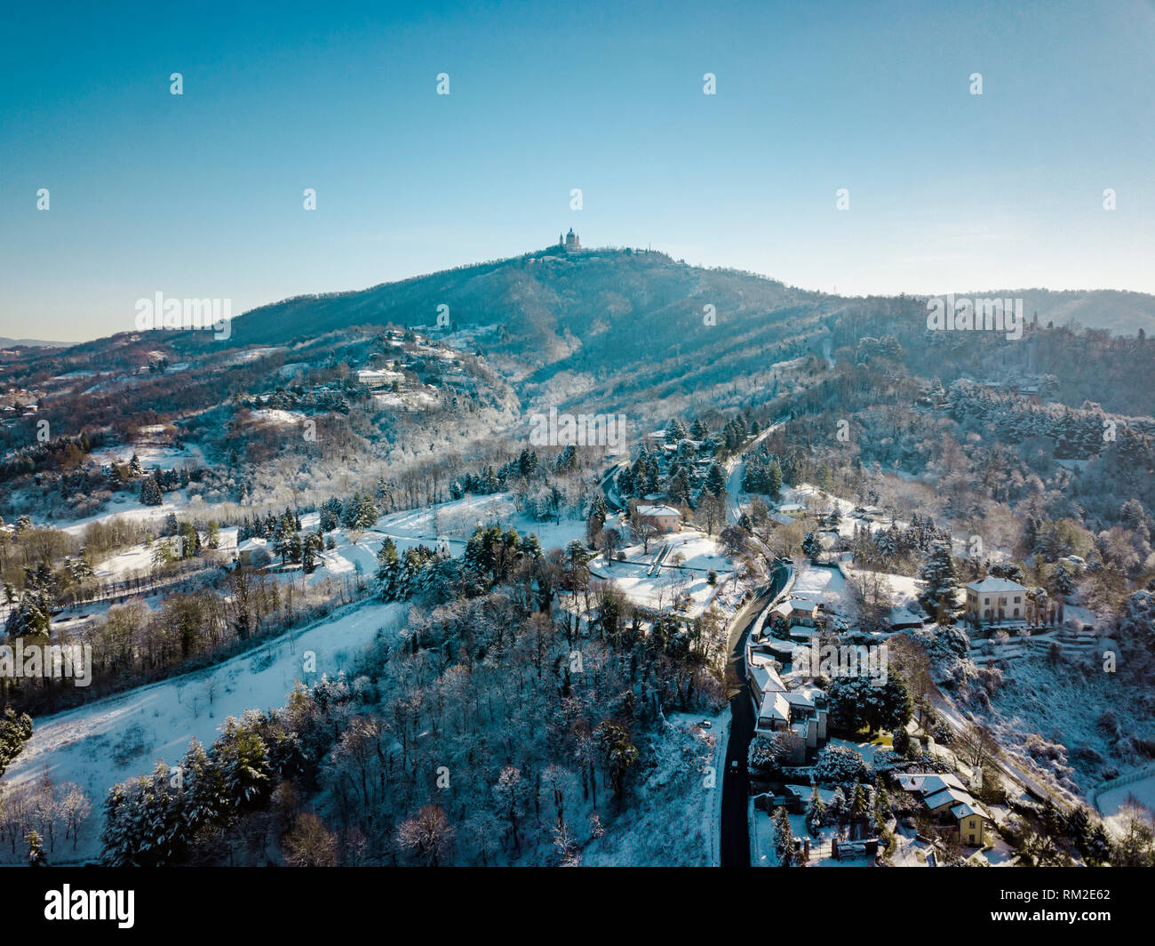 Turin, Italie, l'heure d'hiver à Turin, drone photographie aérienne de la ville. Banque D'Images