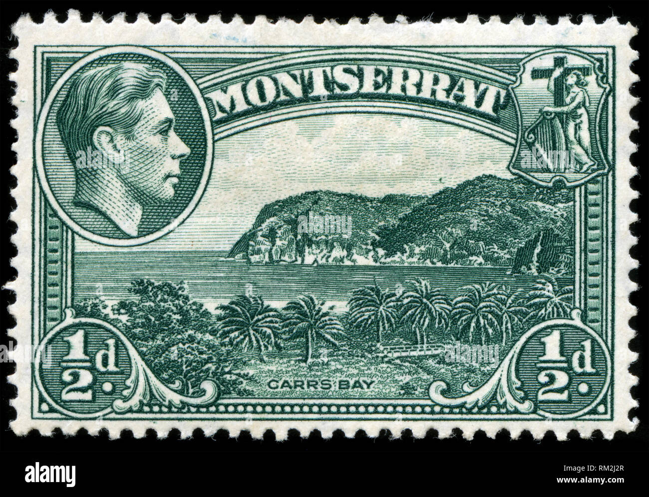 Timbre-poste de Montserrat dans les scènes locales série émise en 1938 Banque D'Images