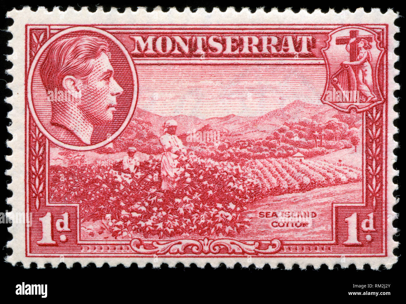 Timbre-poste de Montserrat dans les scènes locales série émise en 1938 Banque D'Images