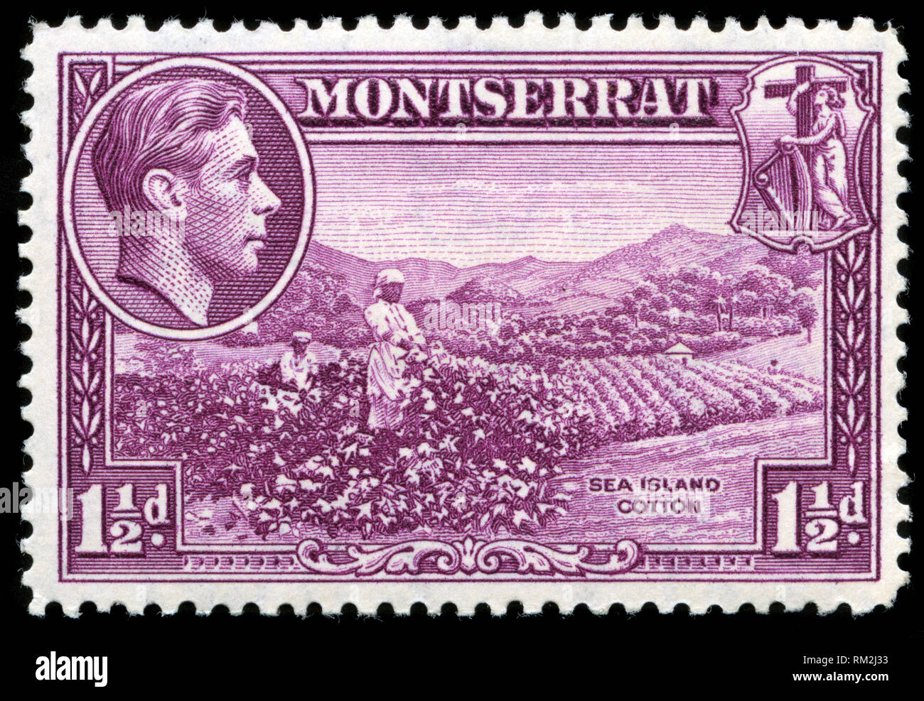 Timbre-poste de Montserrat dans les scènes locales série émise en 1938 Banque D'Images