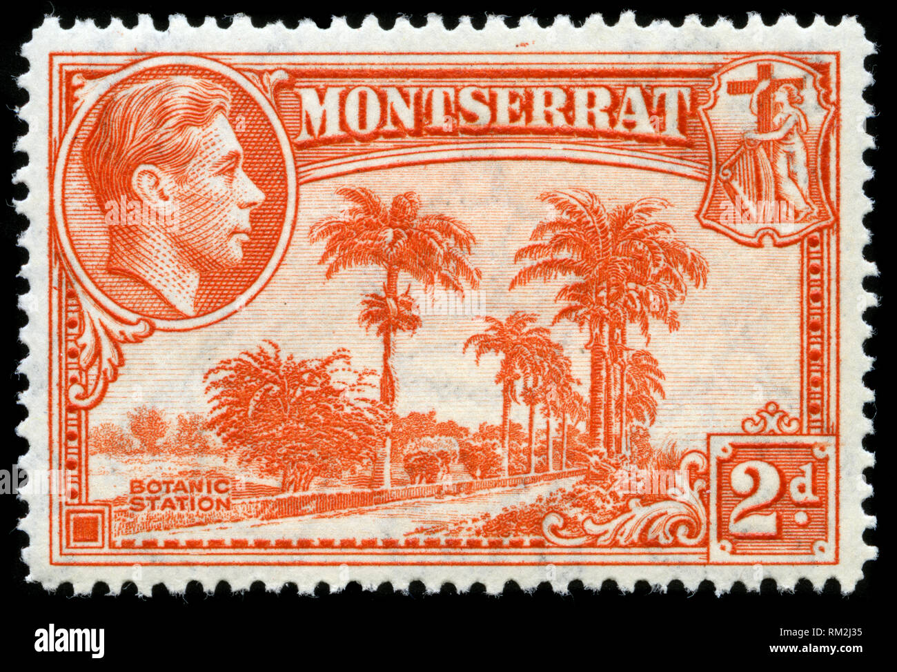 Timbre-poste de Montserrat dans les scènes locales série émise en 1938 Banque D'Images