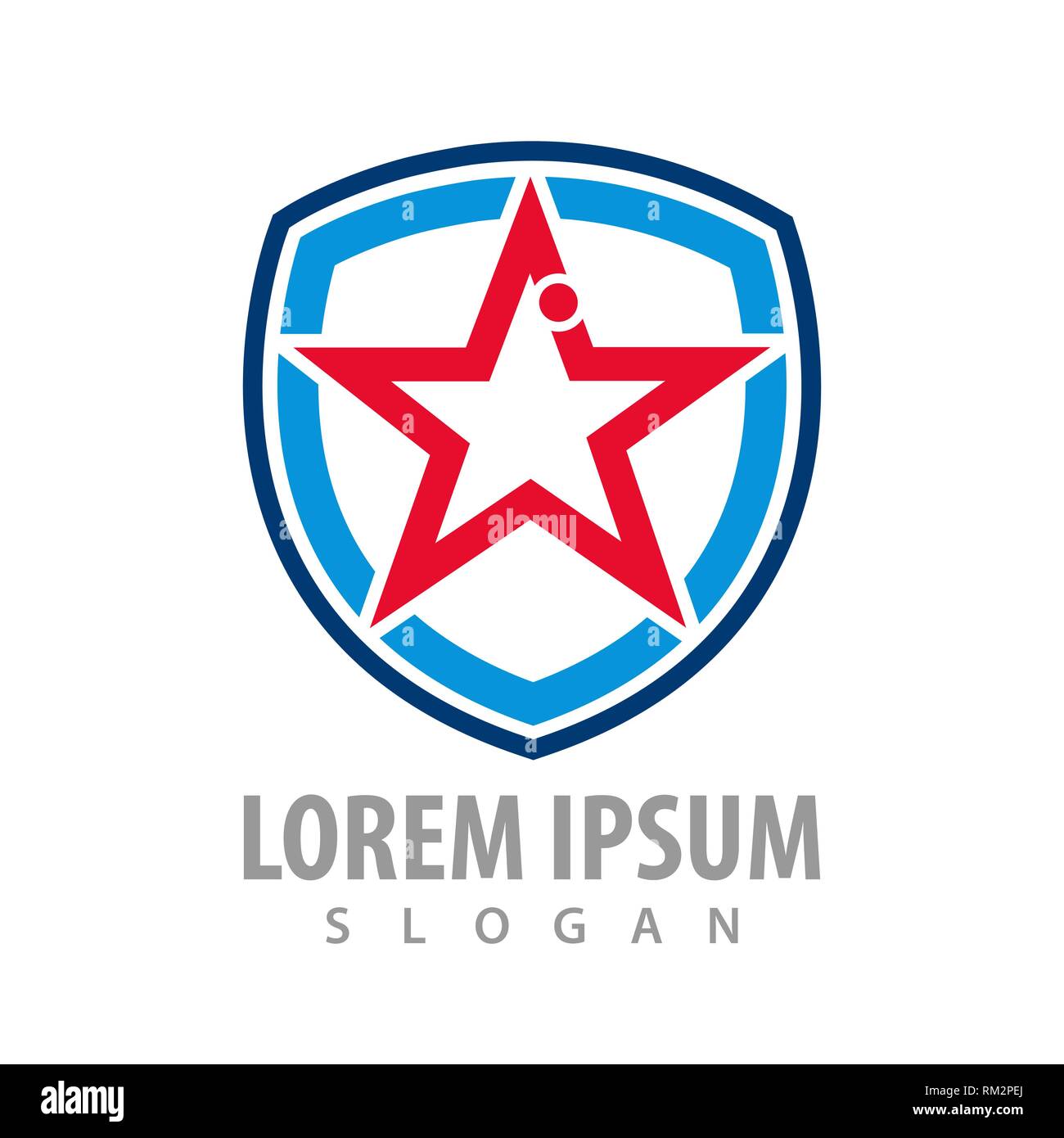 Star shield logo ligne concept design. L'élément de modèle graphique symbole Illustration de Vecteur