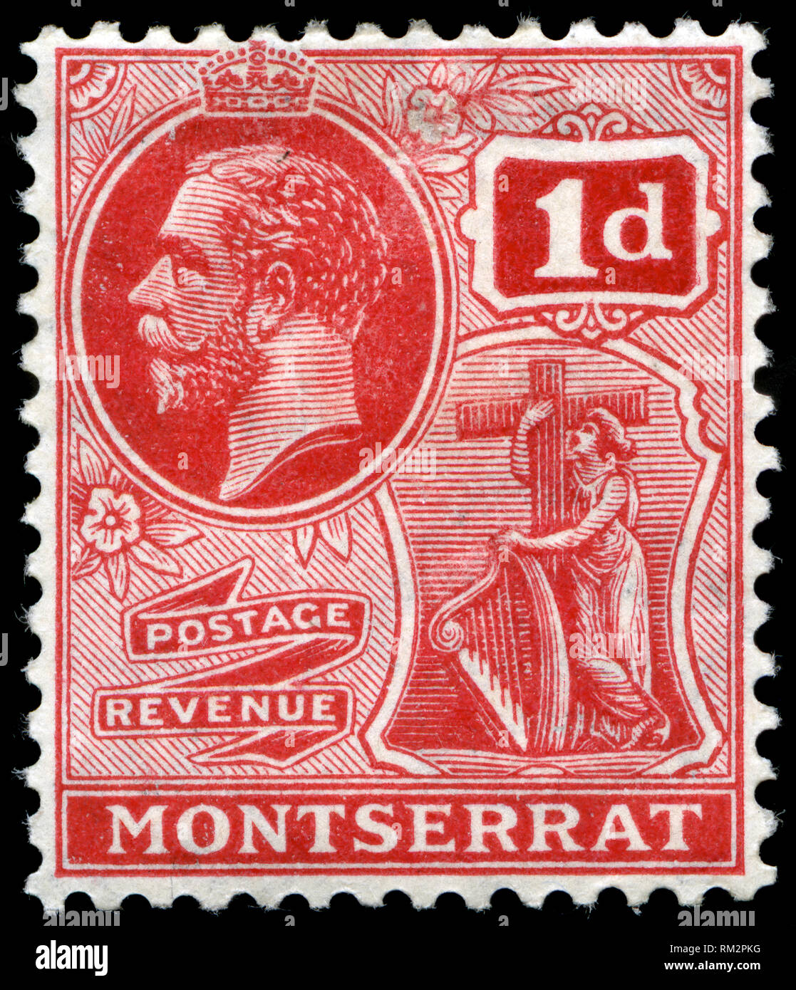 Timbre-poste de Montserrat au roi George V série émise en 1916 Banque D'Images