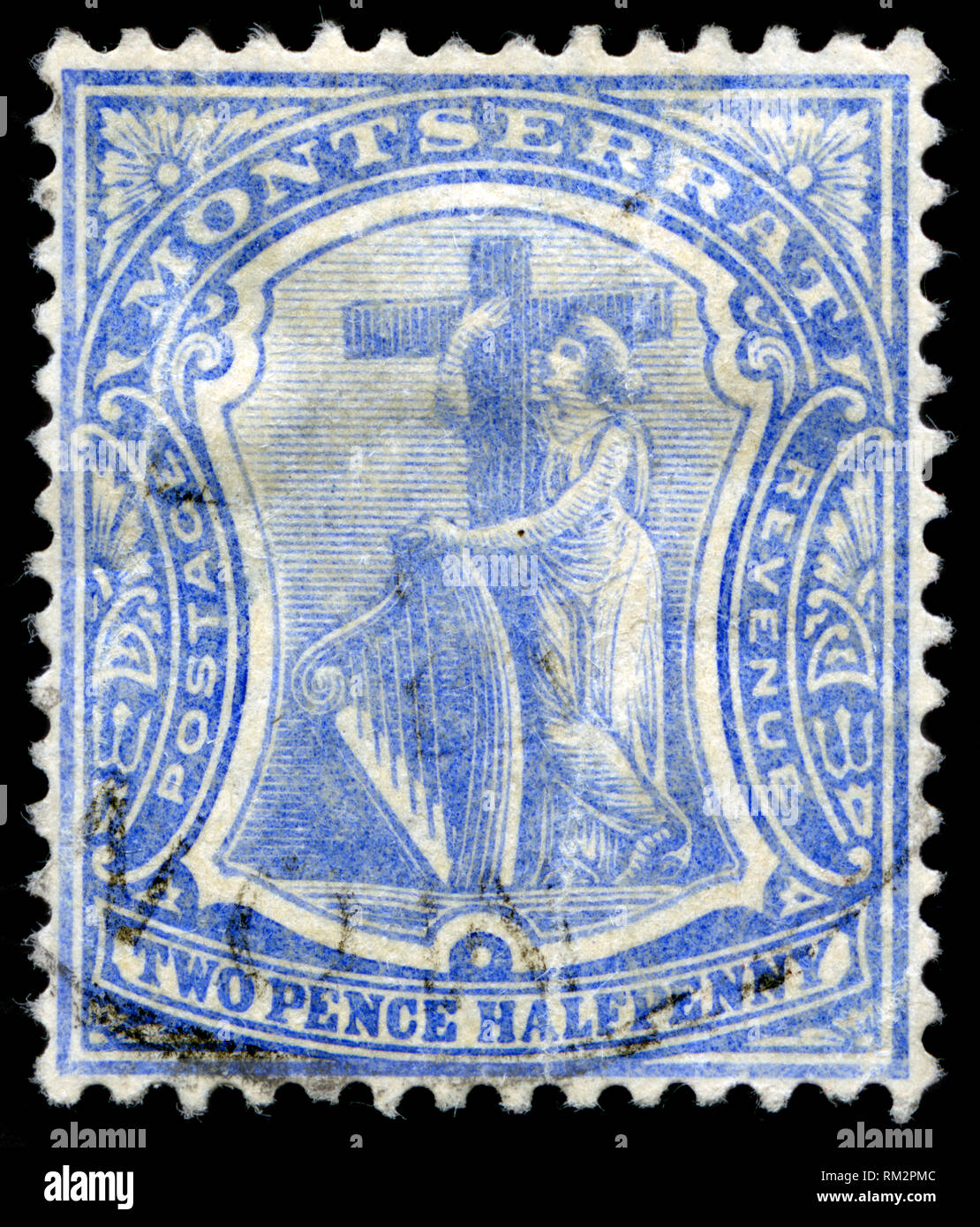 Timbre-poste de Montserrat, dans le symbole de la colonie série émise en 1908 Banque D'Images