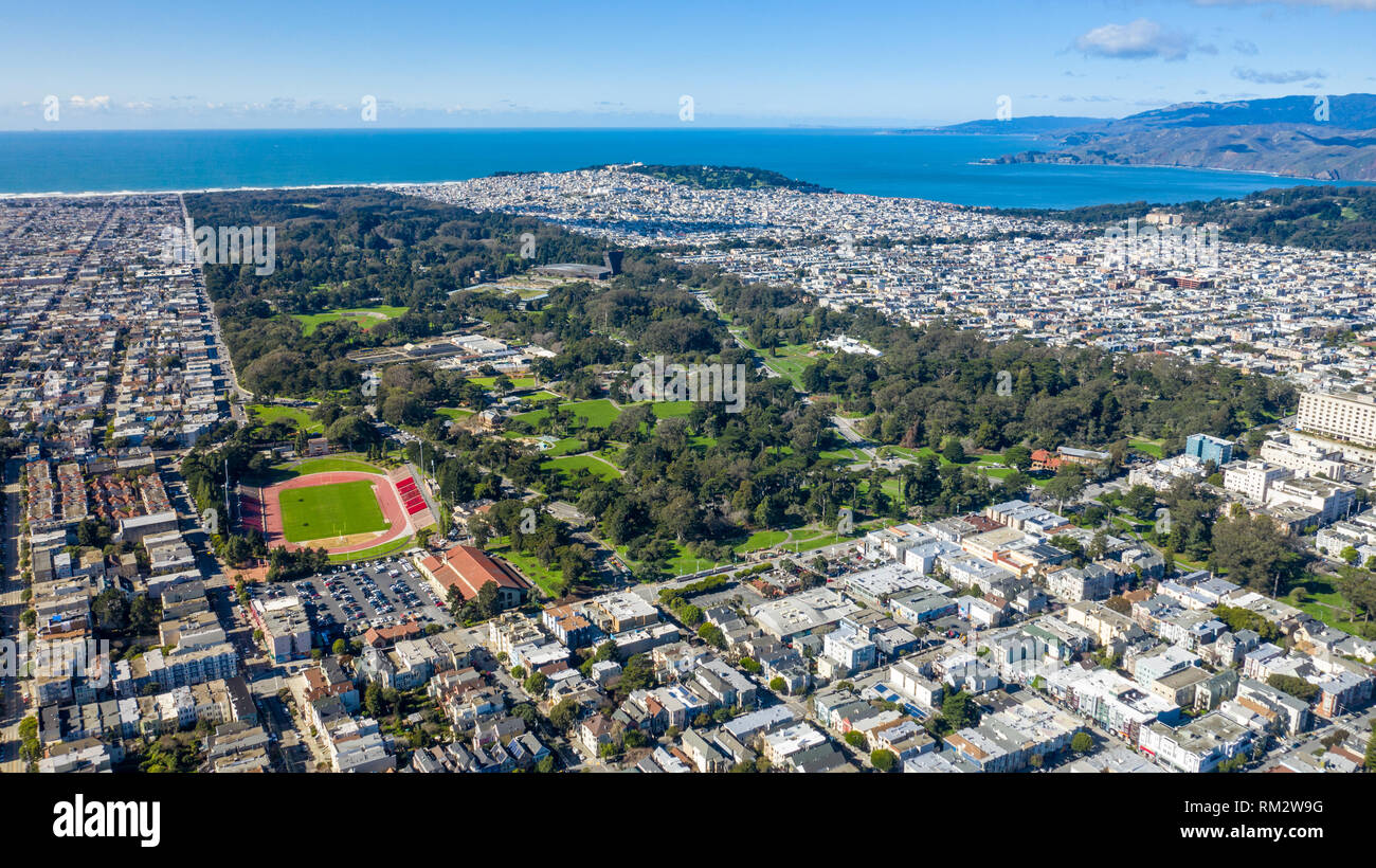 Antenne de Golden Gate Park, San Francisco, CA, USA Banque D'Images