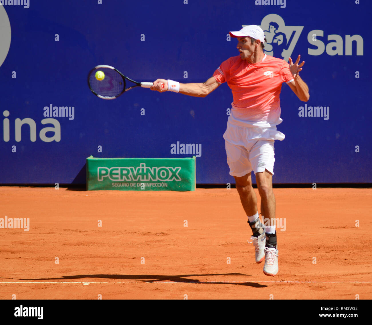 Buenos Aires, Argentine. 12 février 2019. Leonardo Mayer (Argentine) ont battu Dusan Lajovic (Serbie) et des avances au deuxième tour de l'Argentine ouvert, un tournoi de tennis ATP 250 Crédit : Mariano Garcia/Alamy Live News Banque D'Images