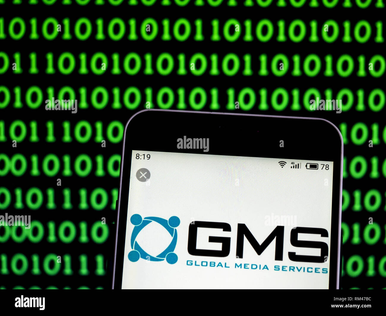 L'Ukraine. Feb 13, 2019. Global Media Services Ltd vu le logo affiché sur un téléphone intelligent. Crédit : Igor Golovniov SOPA/Images/ZUMA/Alamy Fil Live News Banque D'Images