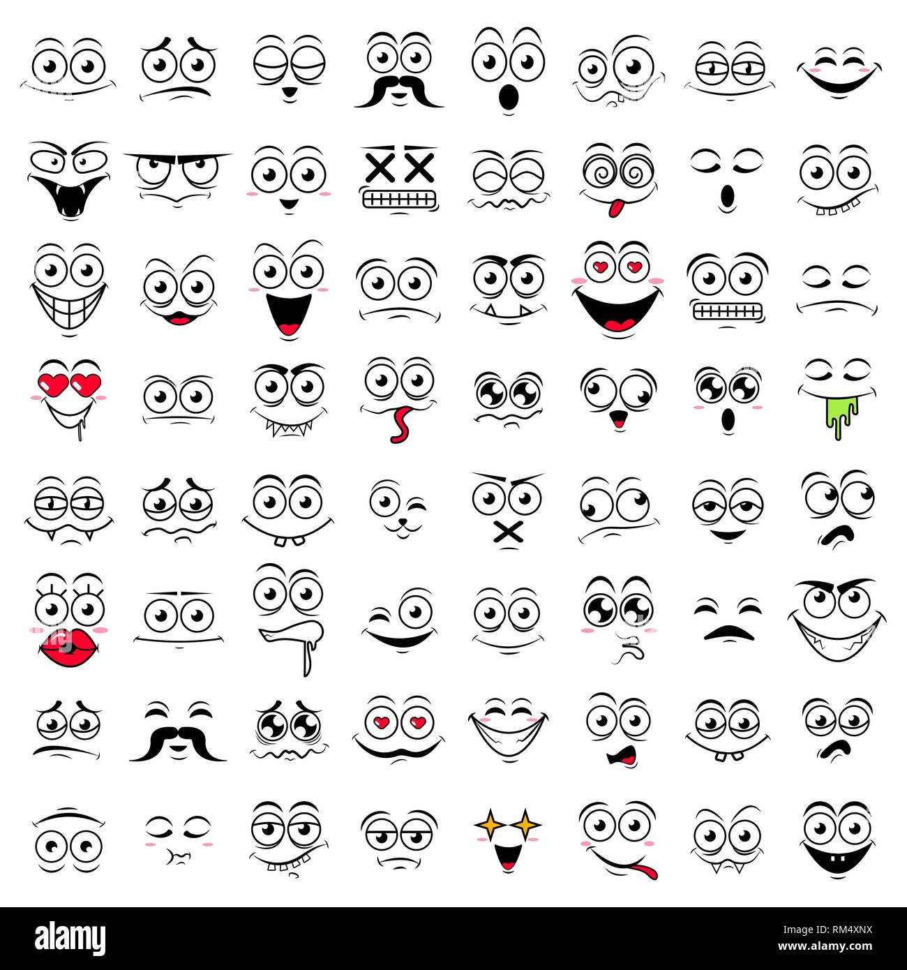 Ensemble d'émotions smiley heureux mignon,vector illustration Illustration de Vecteur
