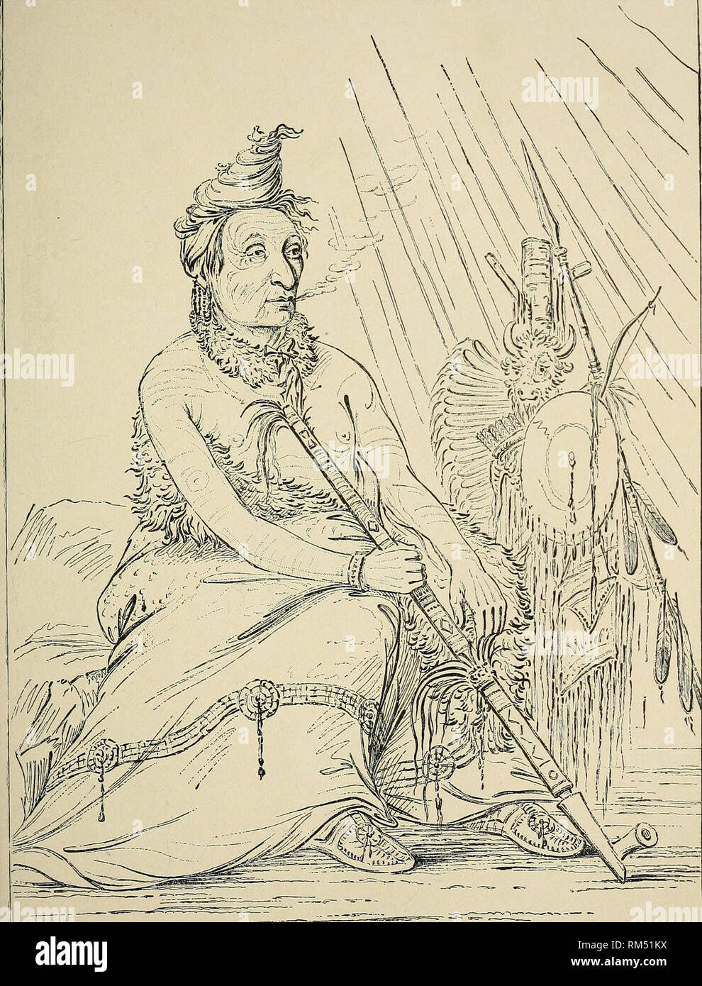 . Rapport annuel du Conseil d'administration de la Smithsonian Institution. Smithsonian Institution, Smithsonian Institution. Archives ; découvertes de la science. Rapport du National Museum, 1890.-Matthews. CXLII plaque.. Mocassin noir, chef de l'Minnetarees. (À partir de la Donaldson's " Catlin Indian Gallery," 46. plaque). Veuillez noter que ces images sont extraites de la page numérisée des images qui peuvent avoir été retouchées numériquement pour plus de lisibilité - coloration et l'aspect de ces illustrations ne peut pas parfaitement ressembler à l'œuvre originale.. Smithsonian Institution. Conseil des régents ; United States N Banque D'Images