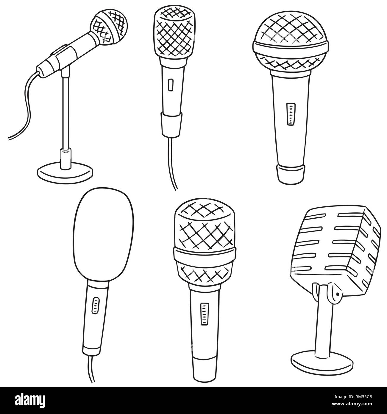 Vector set de microphone Illustration de Vecteur