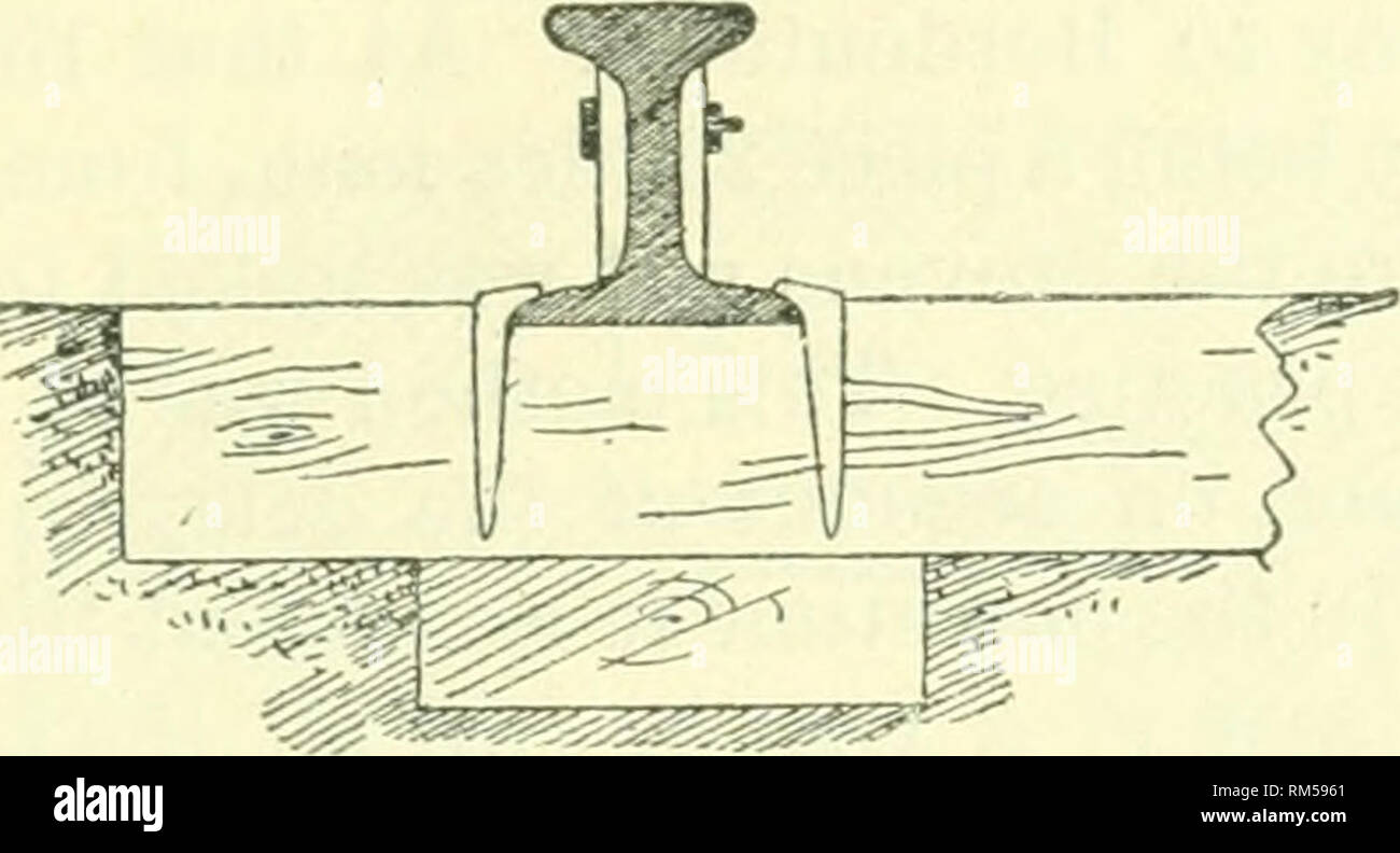 . Rapport annuel du Conseil d'administration de la Smithsonian Institution. Smithsonian Institution, Smithsonian Institution. Archives ; découvertes de la science. Fig. 40. La voie du standard Camden et Amboy Railroad, ik:il. À partir d'un dessin dans l'IHE U S Musée National faite à partir d'une gravure en "ingénierie en Amérique du Nord" hy &Lt ; ;. Stevenson, London, 1837 11 Cochon montre comment ce rail a été utilisé sur une superstructure sur les pieux à travers les prés marécageux et la masse. 4*9'- "M. Veuillez noter que ces images sont extraites de la page numérisée des images qui peuvent avoir été retouchées numériquement pour lire Banque D'Images