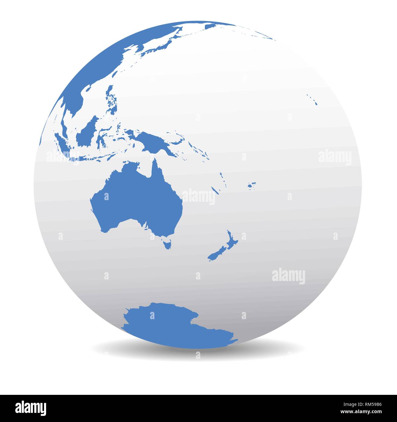 L'Australie et la Nouvelle-Zélande, monde global, l'icône de carte vectorielle de la World Globe Illustration de Vecteur