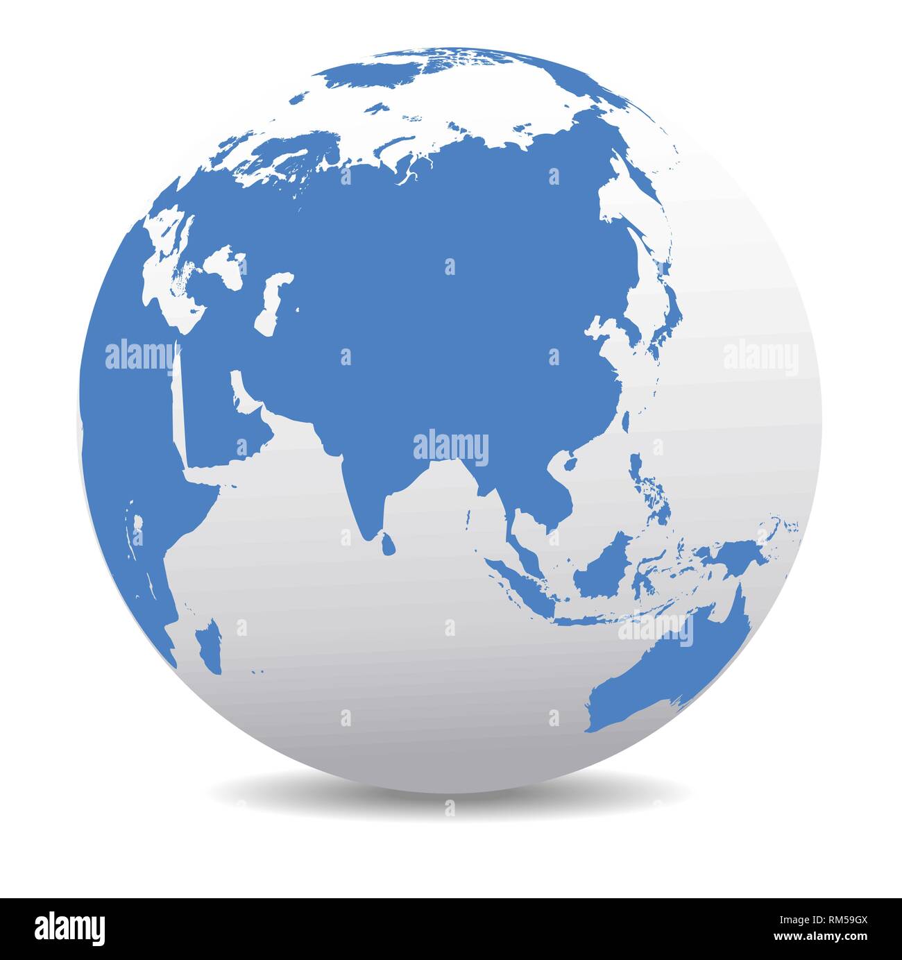 La Chine, la Thaïlande, l'Indonésie, l'Inde, l'Afrique, le Japon, la Malaisie, l'Australie, de l'Océan indien, monde global, l'icône de carte vectorielle de la World Globe Illustration de Vecteur