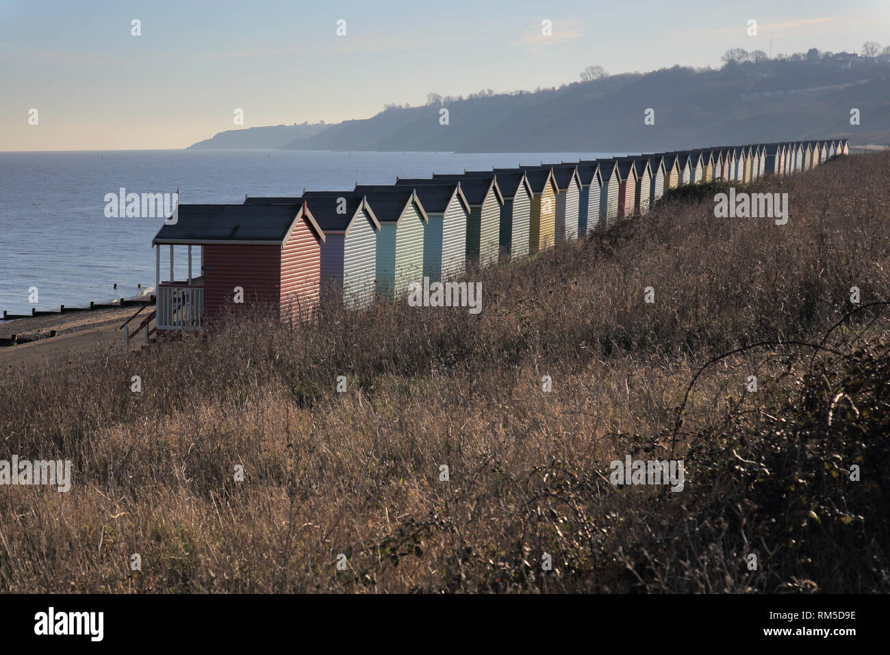 Cabines de plage au ministre sur l'île de sheppey angleterre kent Banque D'Images