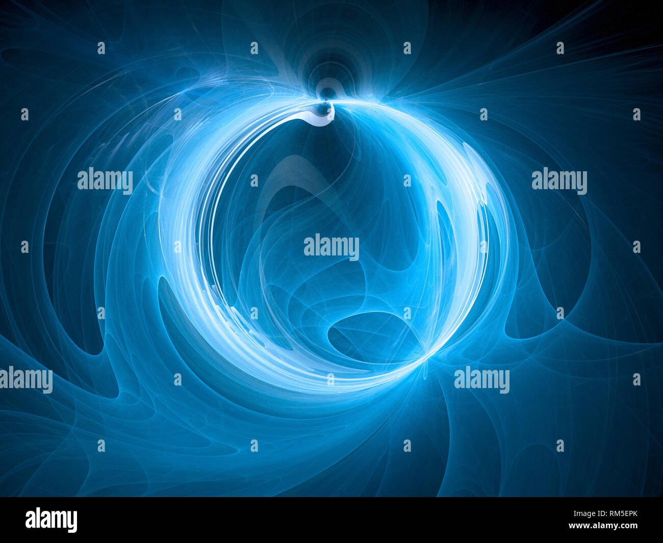 Anneau de plasma lumineux bleu dans l'espace, générée par ordinateur résumé fond, 3D Rendering Banque D'Images