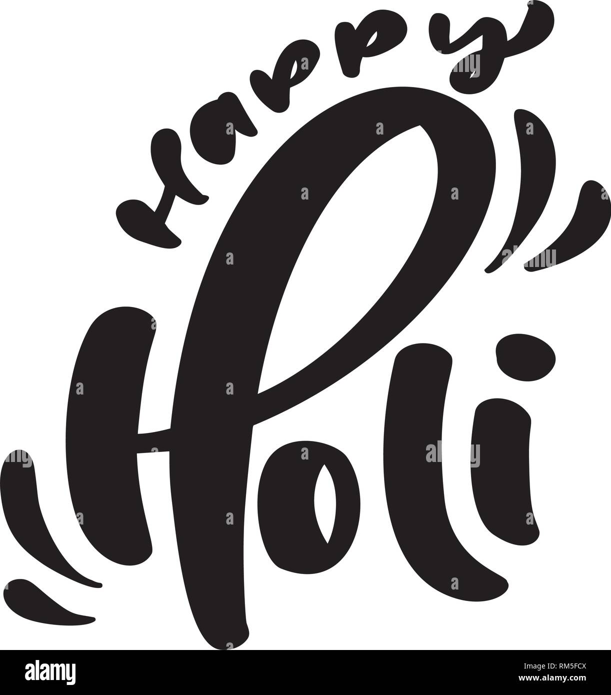 Happy Holi festival de printemps de couleurs lettrage calligraphie vecteur d'expression réaliste avec arrière-plan coloré peinture poudre Holi Illustration de Vecteur